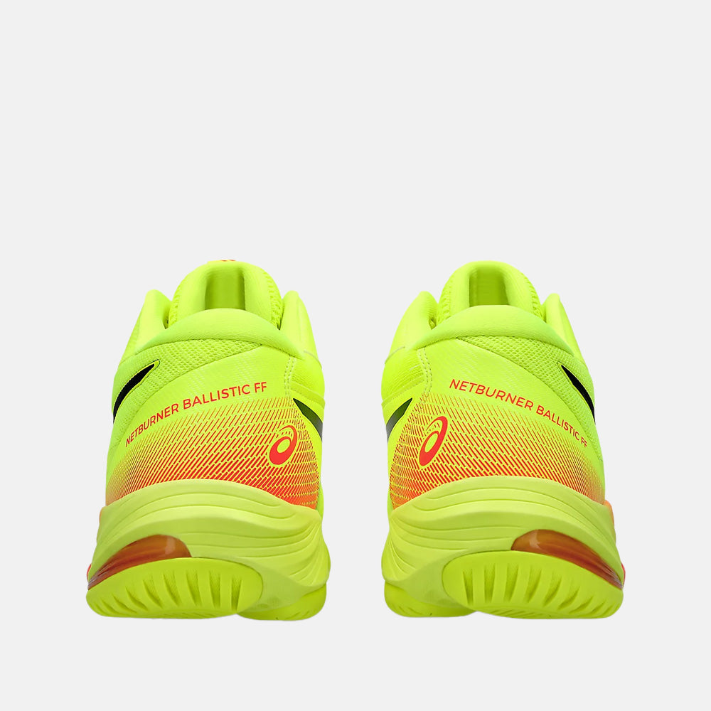 Rear view of the Asics Men's Netburner Ballistic FF MT 3 Paris Volleyball Shoes.