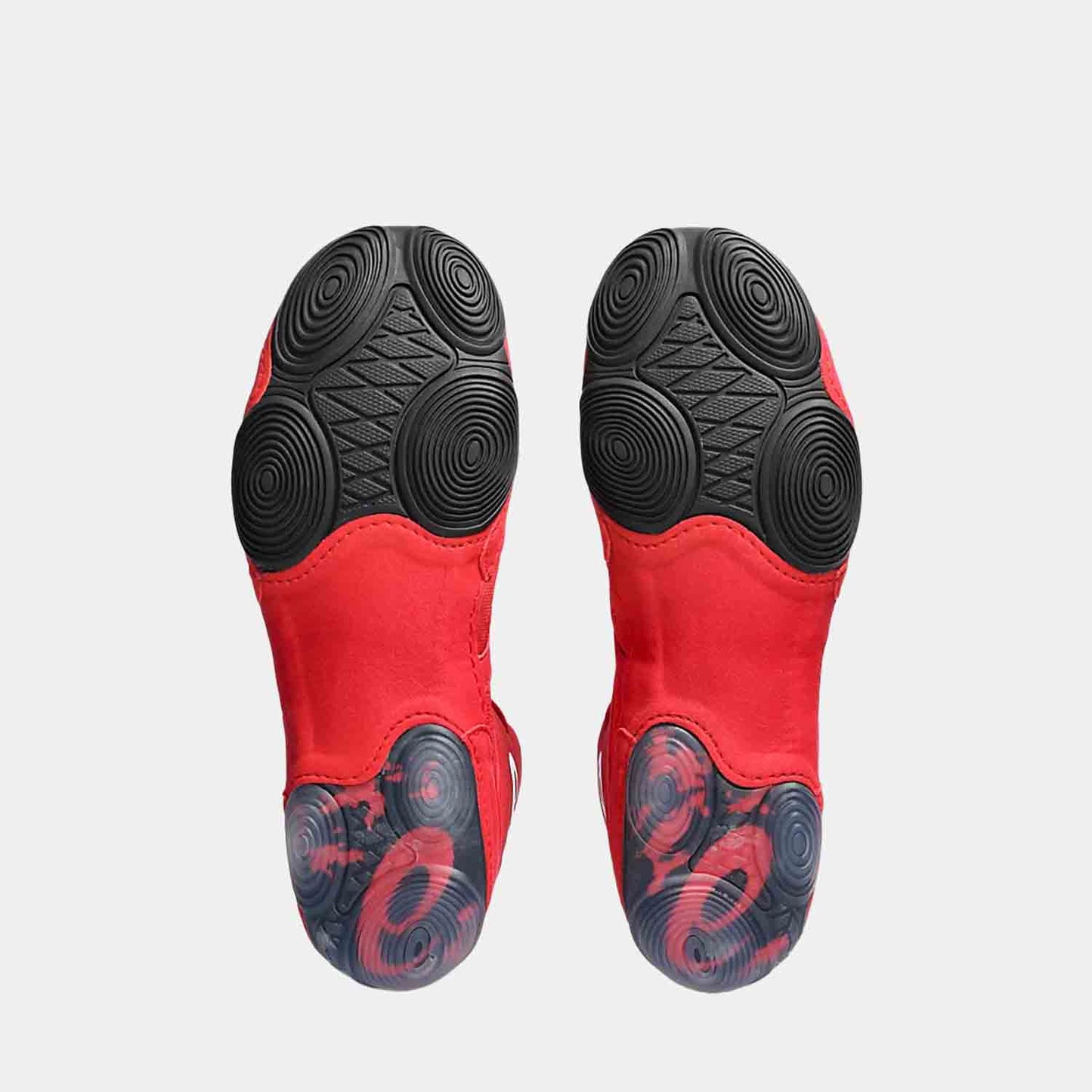 Bottom view of the Asics Men's Split Elite 'Classic Red Black' Wrestling Shoes.