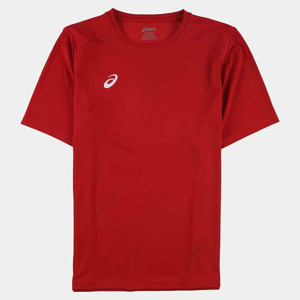 Front view of the Asics Men's Circuit 2 Short Sleeve Top - Red.