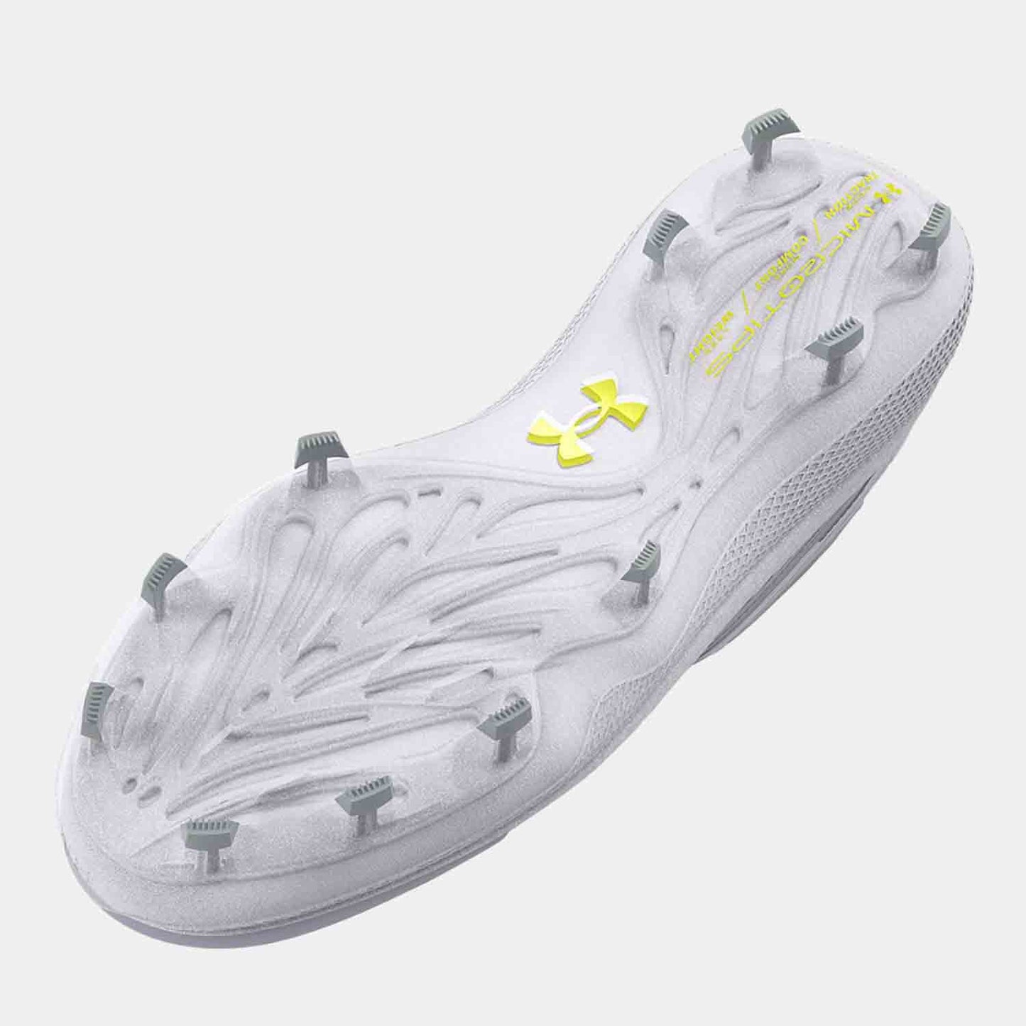 Bottom view of Men's UA Yard Low MT TPU Baseball Cleats.