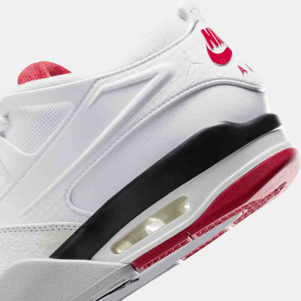 Up close, rear view of the Air Jordan 4 RM.