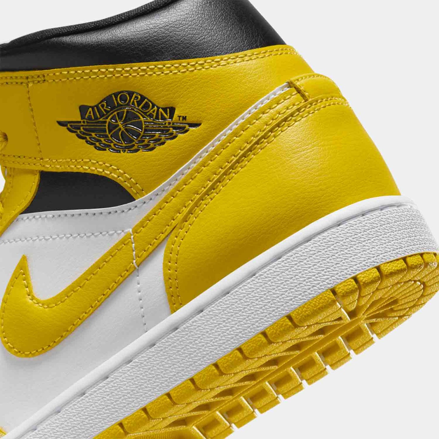 Up close rear view of the Nike Air Jordan 1 Mid.
