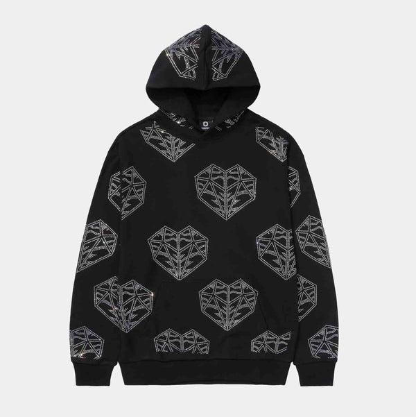 Front view of Overtime OTE Cold Hearts Rhinestone Hoodie.