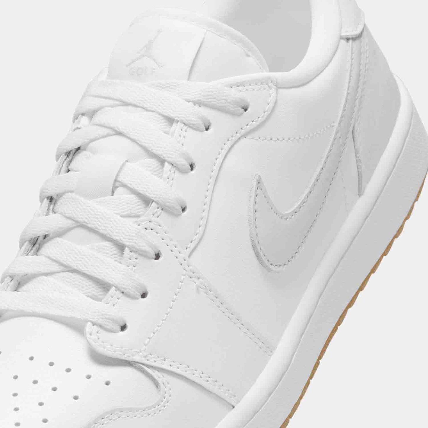 Up close front view of Air Jordan 1 Low Golf Shoes.