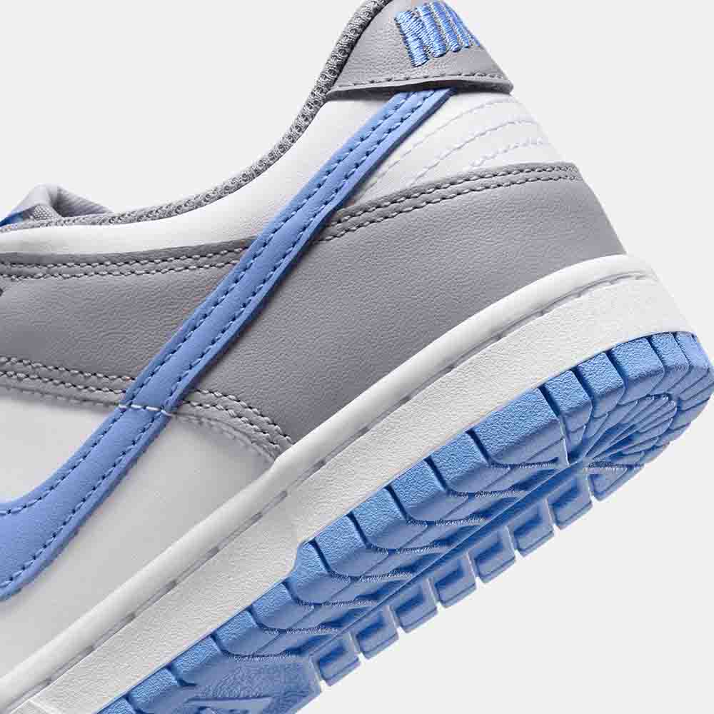 Up close, rear view of the Nike Kids' Dunk Low.