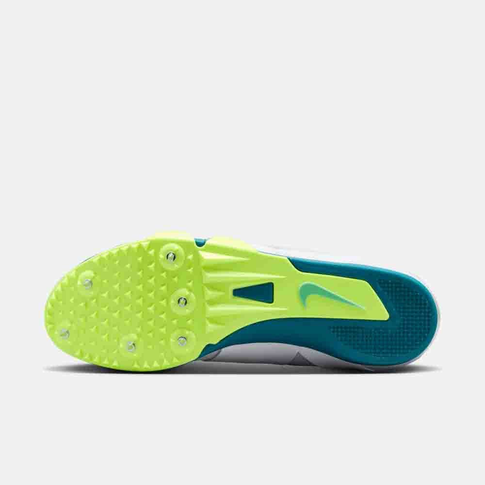 Bottom view of the Nike Pole Vault Elite Jumping Spikes.