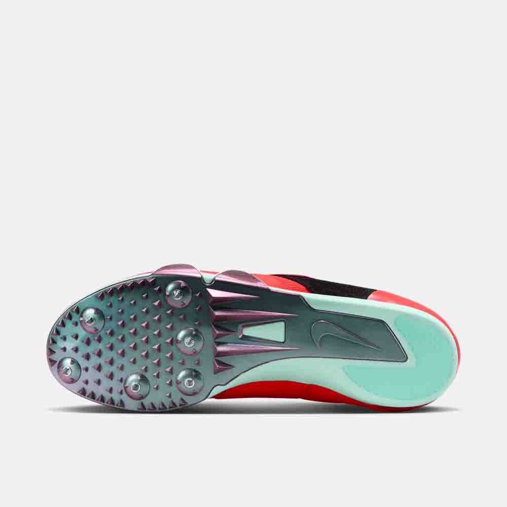Bottom view of the Nike Pole Vault Elite Jumping Spikes.