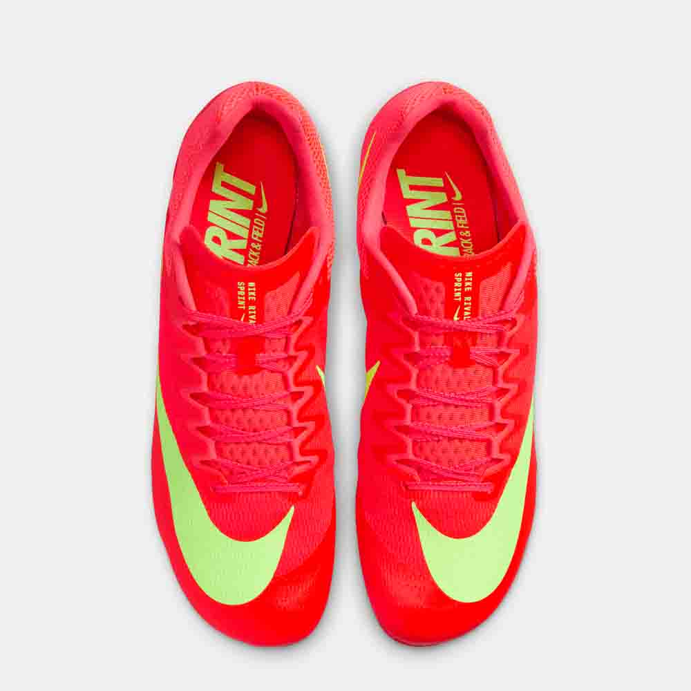 Top view of the Nike Zoom Rival Sprinting Spikes.