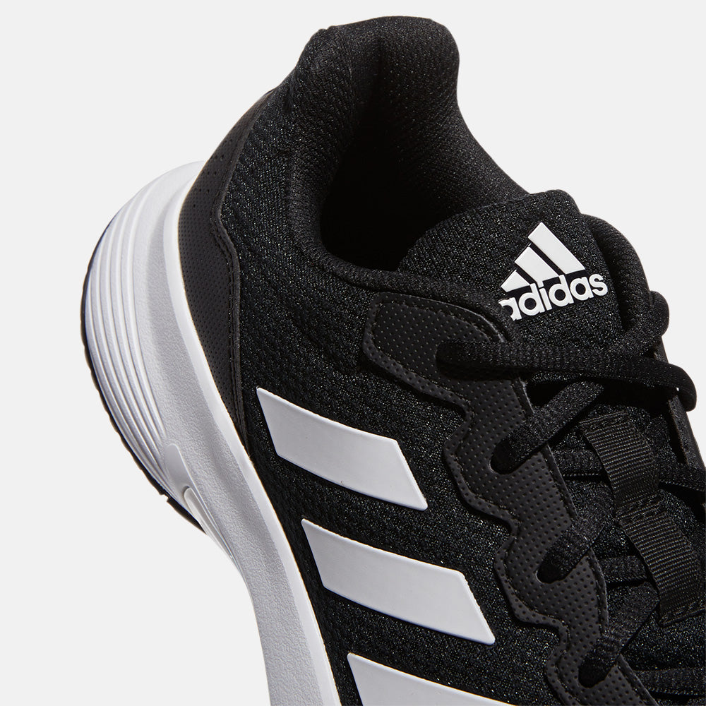 Up close, rear view of the Adidas Men's GameCourt 2 Tennis Shoes.