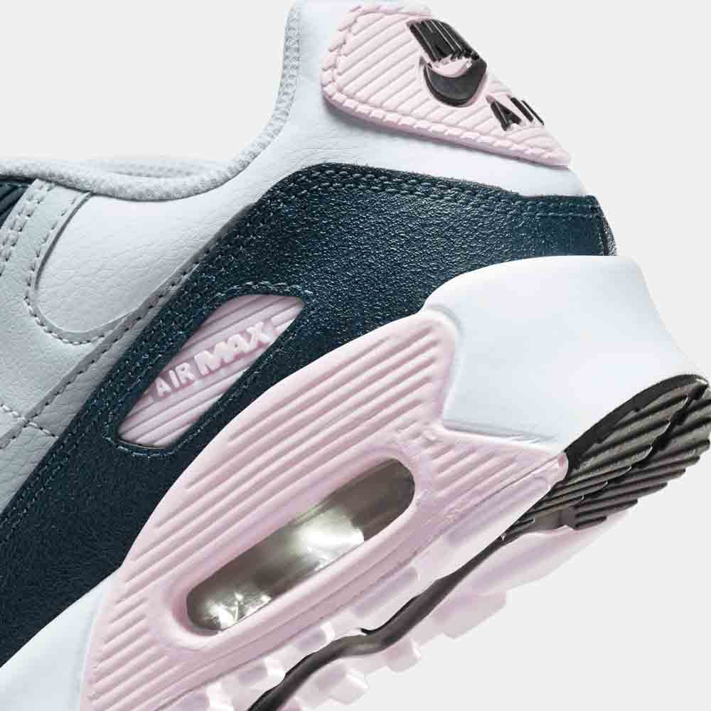 Up close, rear view of the Nike Kids' Air Max 90.