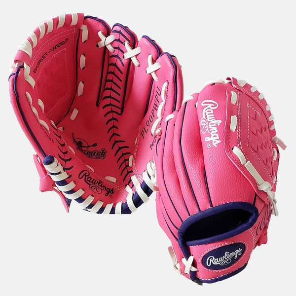 Front palm and rear view of Rawlings 9" Basket Web Glove.