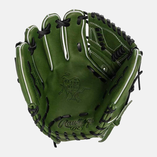 Front palm view of PRO205-30MG Heart of the Hide Military Green 11.75 Glove.
