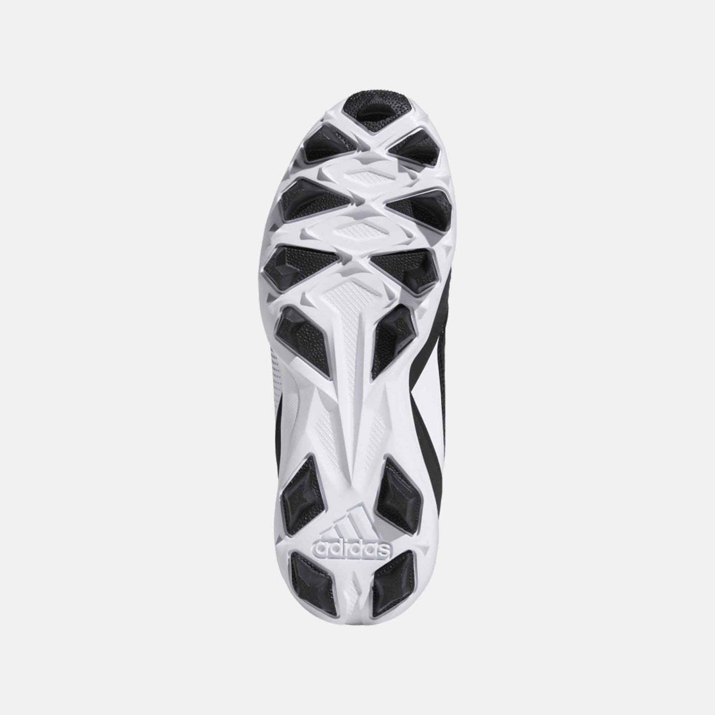 Bottom view of Adidas Kids' Icon 7 Mid Molded TPU Baseball Cleats.