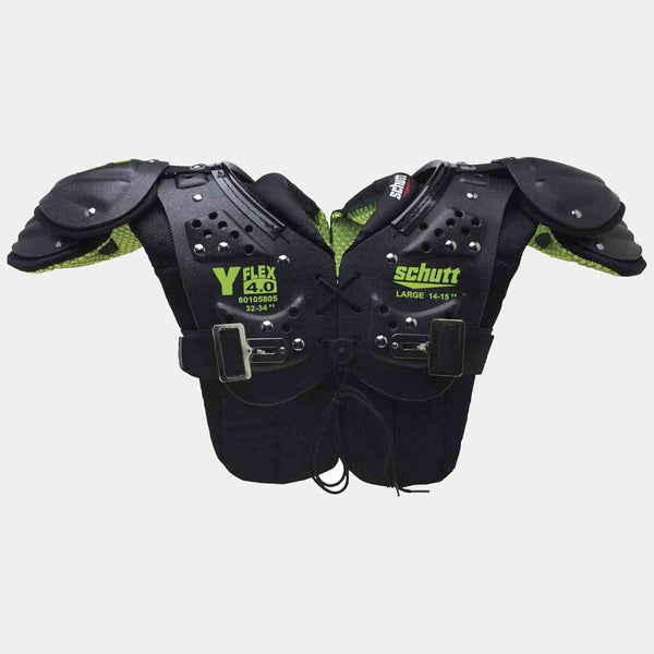 Front view of Schutt Y-Flex 4.0 Youth Football Shoulder Pads.