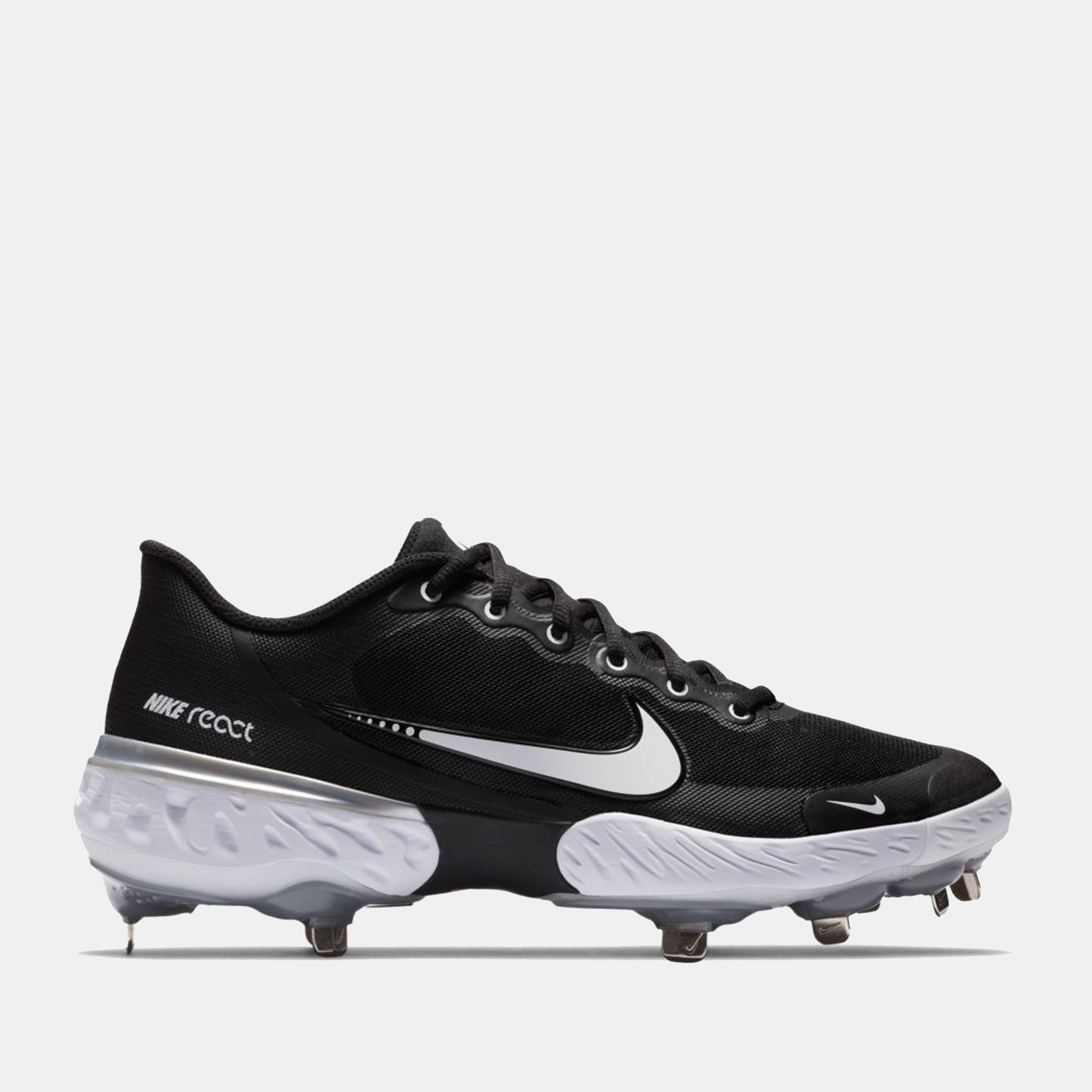Side view of Nike Men's Alpha Huarache Elite 3 Low Baseball Cleats.