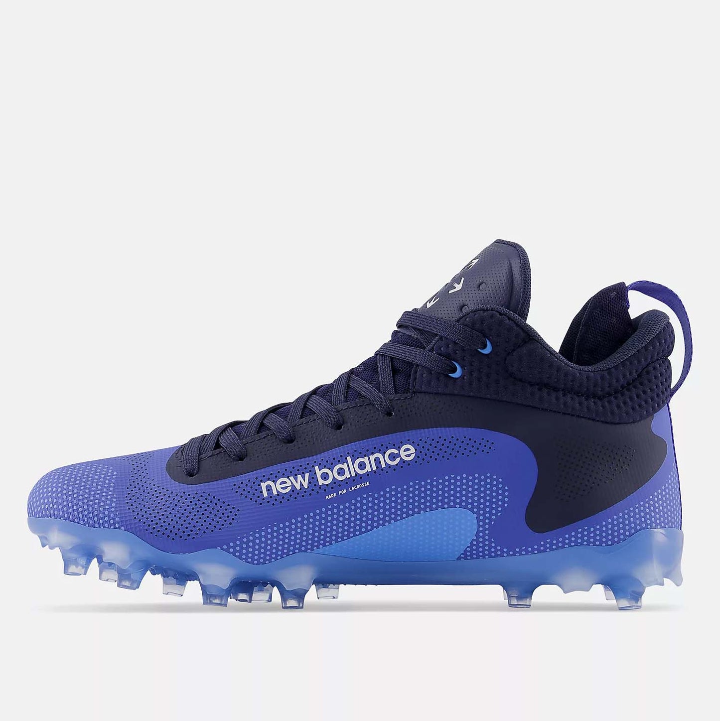 Side medial view of Men's New Balance FreezeLX v4 TPU Lacrosse Cleats.