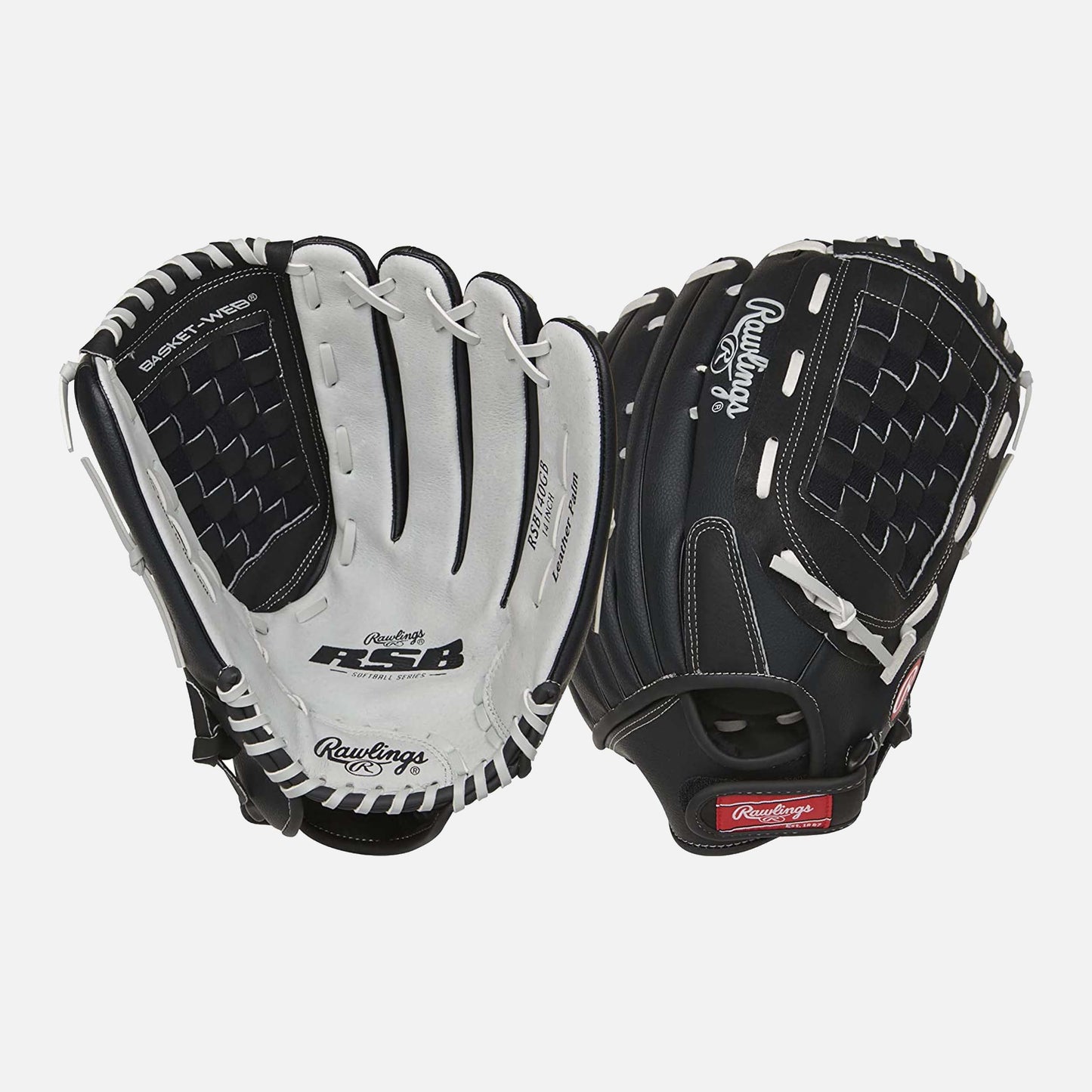 Front palm and rear view of Rawlings Rsb Series Slowpitch Glove.