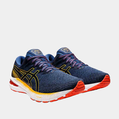 Front view of the Asics Men's GT-2000 10 Running Shoes 'Midnight Blue Citrus'.