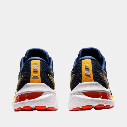 Rear view of the Asics Men's GT-2000 10 Running Shoes 'Midnight Blue Citrus'.