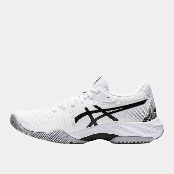 Side medial view of the Women's Asics Netburner Ballistic FF 3 Volleyball Shoes.