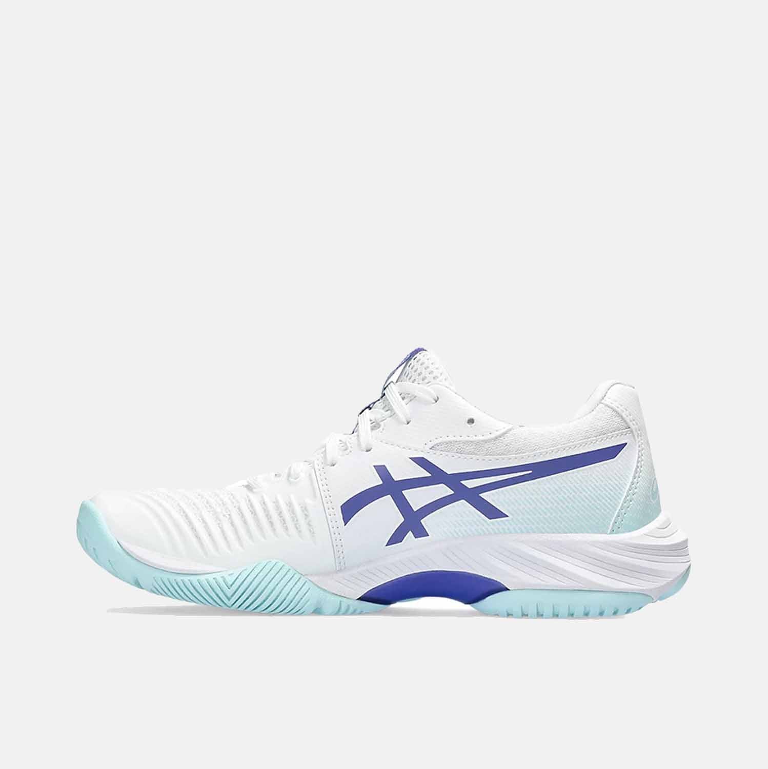 Side medial view of Women's Asics Netburner Ballistic FF 3.