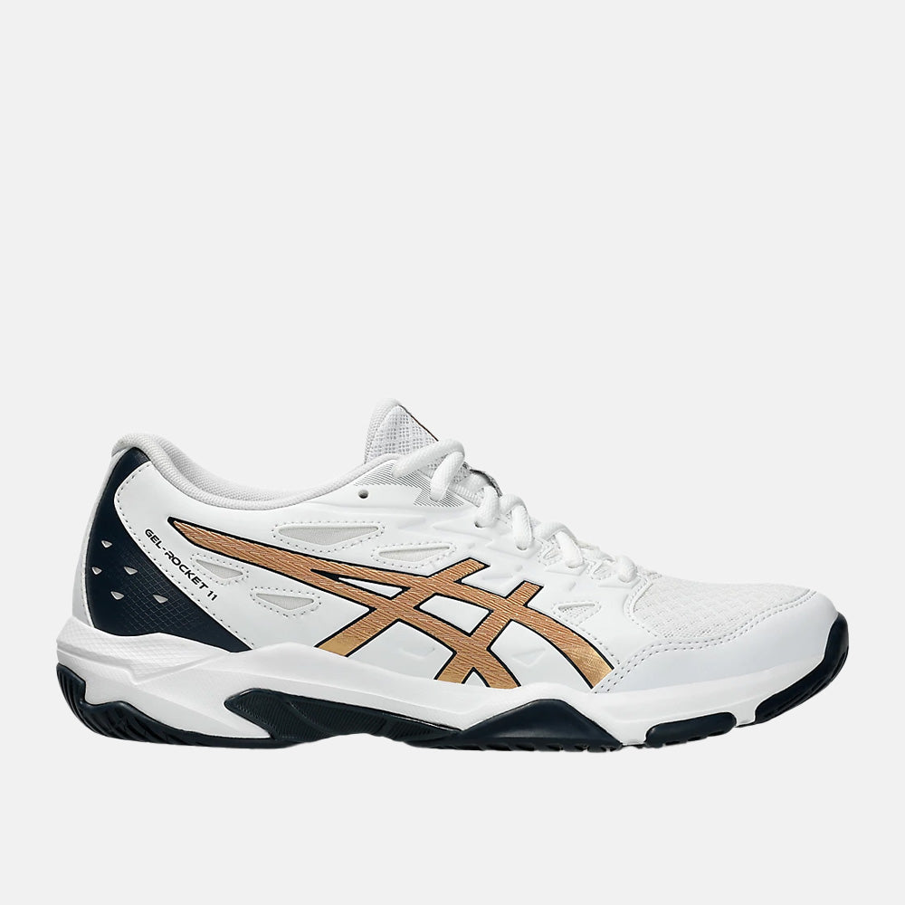 Side view of the Asics Women's Gel-Rocket 11 Volleyball Shoes.