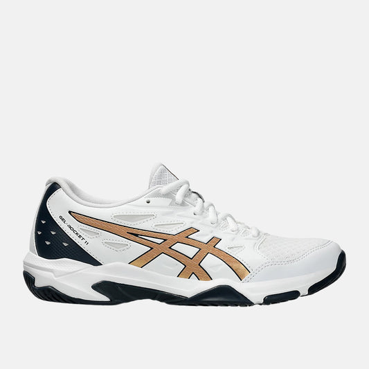 Side view of the Asics Women's Gel-Rocket 11 Volleyball Shoes.