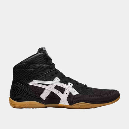 Side view of the Asics Men's Matflex 7 'Black White Gum' Wrestling Shoes.
