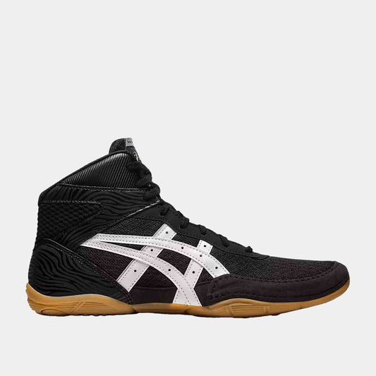 Side view of the Asics Men's Matflex 7 'Black White Gum' Wrestling Shoes.