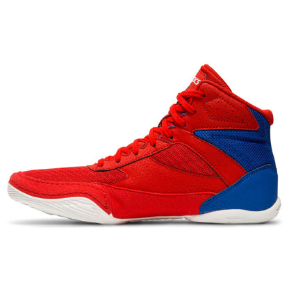 Side medial view of Asics Kids' Matflex 6 Wrestling Shoes.