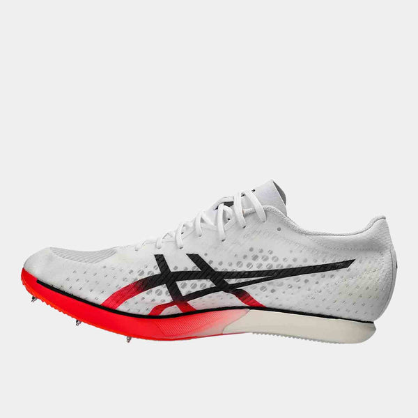 Side medial view of Asics Metaspeed Middle Distance Spikes.