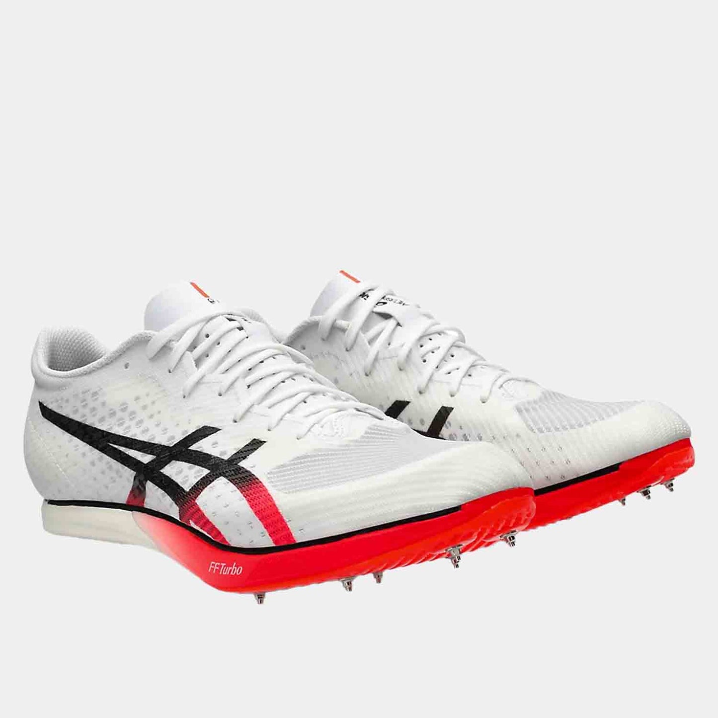 Front view of Asics Metaspeed Middle Distance Spikes.