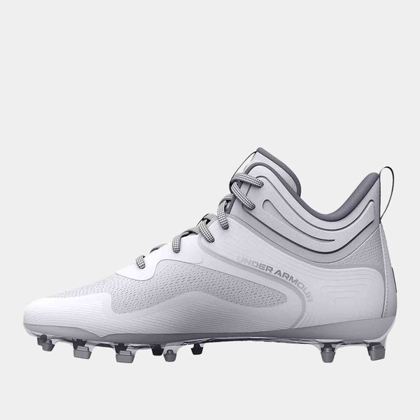 Side medial view of Men's Under Armour Command MC Mid Lacrosse Cleats.