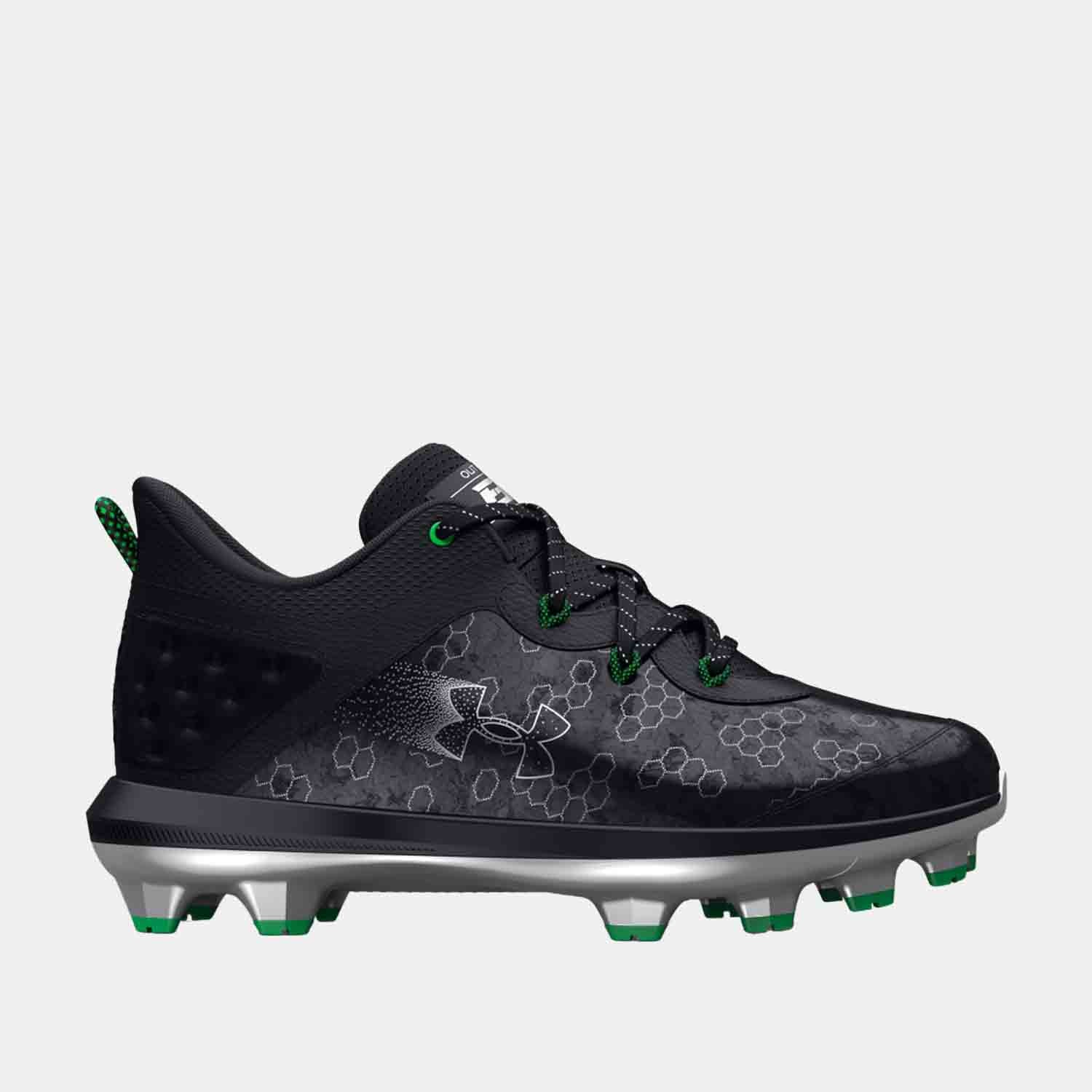 Side view of UA Harper 8 Kids Baseball Cleats.