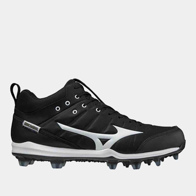 Side view of Mizuno Men's Ambition 2 TPU Mid Molded Baseball Cleats.