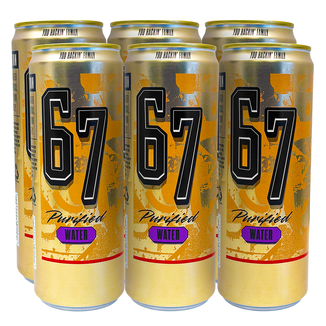 6-Pack of 6 7 Water. Purified Water through reverse osmosis. Tall, Sleek can.