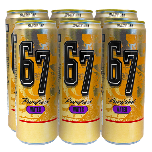 6-Pack of 6 7 Water. Purified Water through reverse osmosis. Tall, Sleek can.