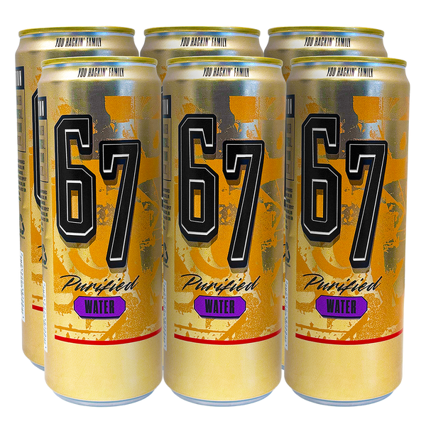 6-Pack of 6 7 Water. Purified Water through reverse osmosis. Tall, Sleek can.