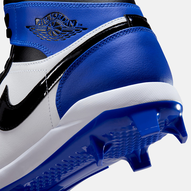 Up close, rear view of the Men's Jordan 1 Retro MCS Baseball Cleats.