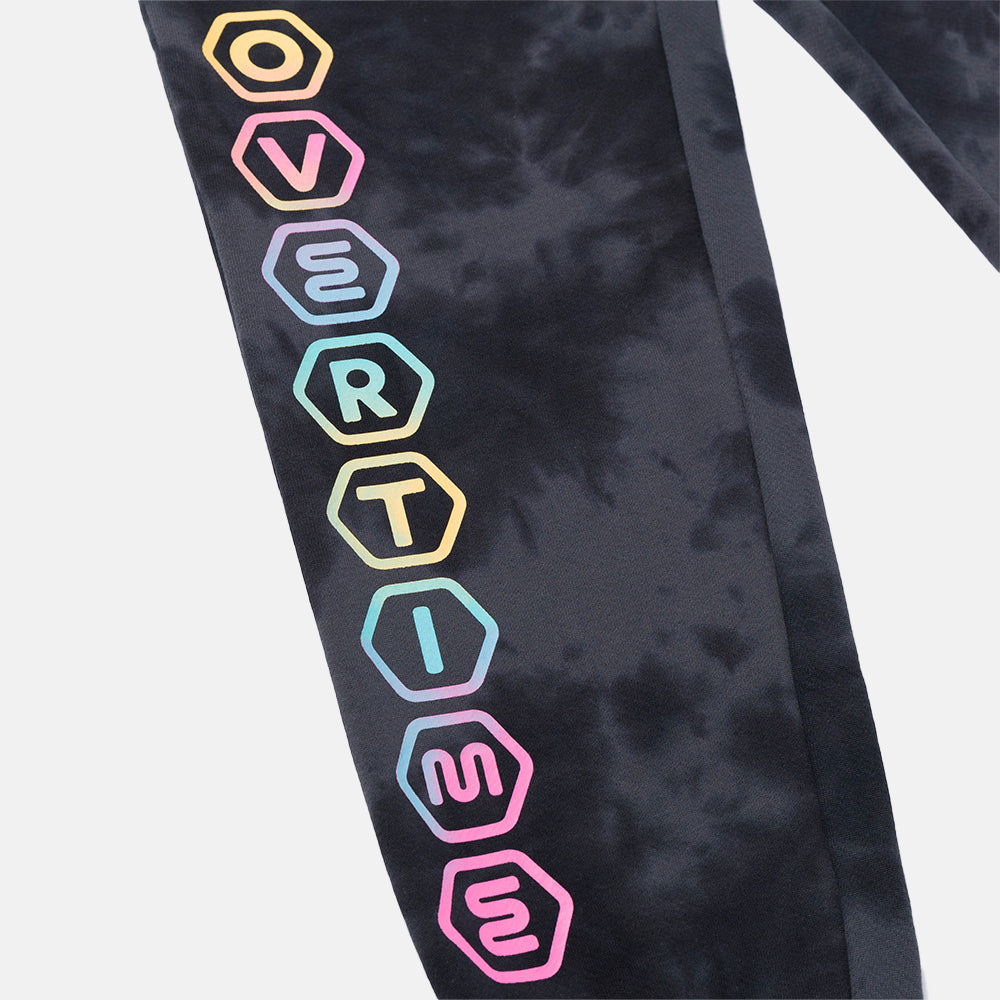 Up close view of pant leg on the Overtime Aura Dye Joggers.