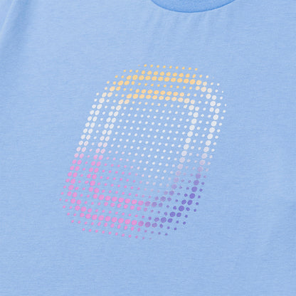 Up close view of emblem on the Overtime Aura Tee.