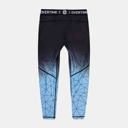 Rear view of the Overtime Kids' Cold Hearts Valid 3/4 Compression Tights.