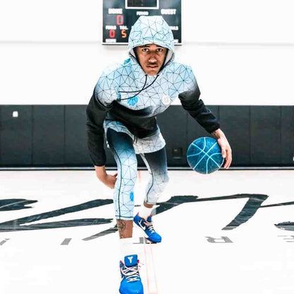 Full body view of the Overtime Kids' Cold Hearts Valid 3/4 Compression Tights.