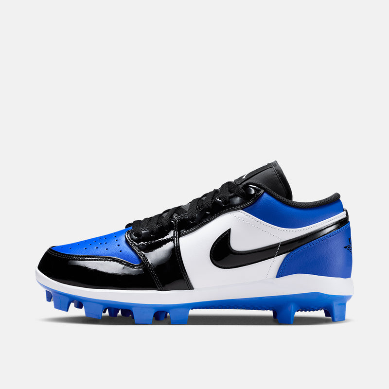Side medial view of the Men's Jordan 1 Retro MCS Low Baseball Cleats.