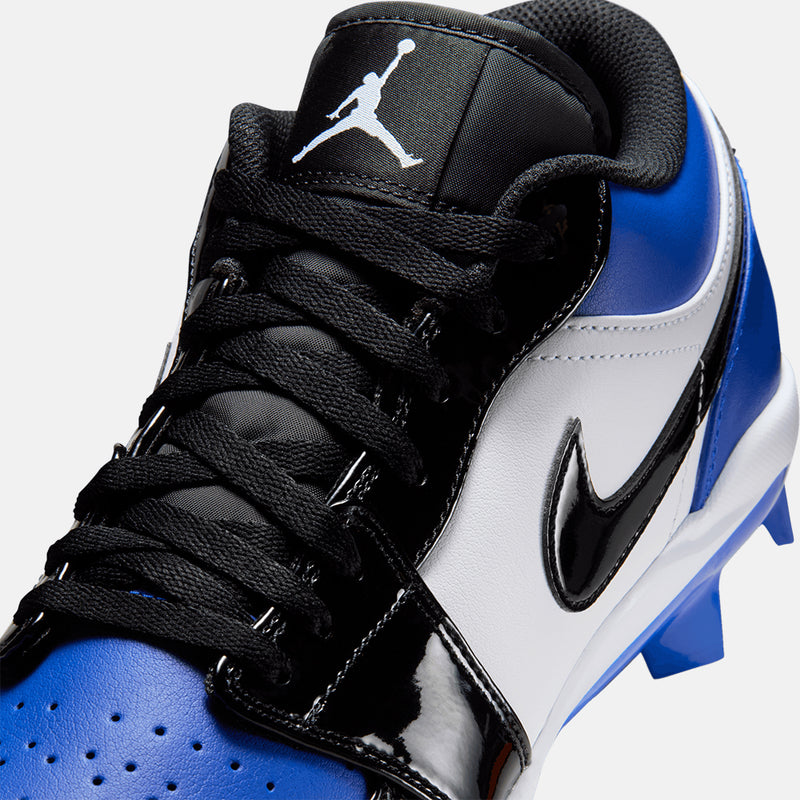 Up close, front view of the Men's Jordan 1 Retro MCS Low Baseball Cleats.