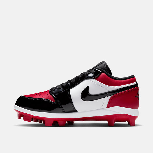 Side medial view of the Men's Jordan 1 Retro MCS Low Baseball Cleats.