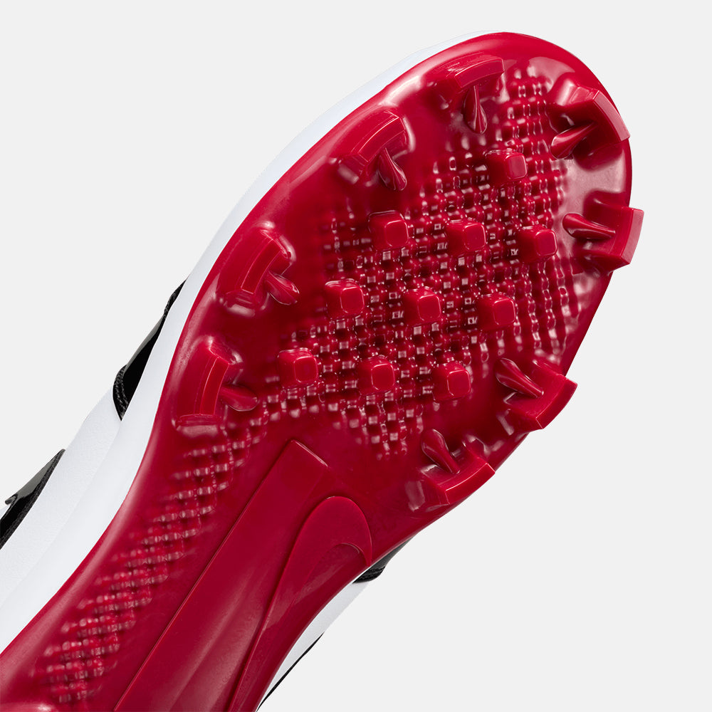 Up close, bottom view of the Men's Jordan 1 Retro MCS Low Baseball Cleats.