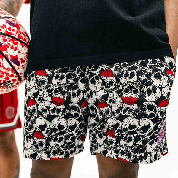 Front view of the City Reapers Skull Shorts.