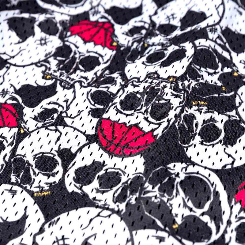 Up close view of the City Reapers Skull Shorts.