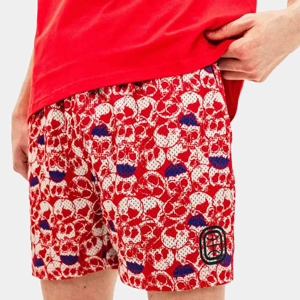 Front view of the City Reapers Skull Shorts.